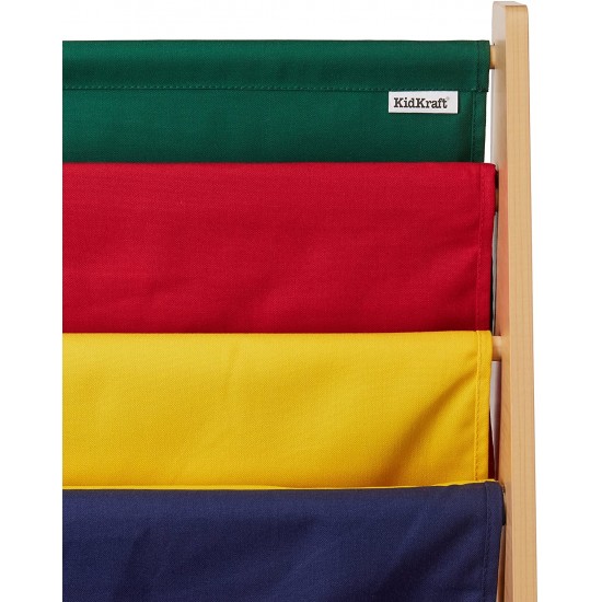 Biblioteca MDF Etajera Raft Maro cu panza multicolor -  Kidkraft Sling Natur Primary cu rafturi pentru carti si reviste 