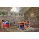 Biblioteca MDF Etajera Raft Maro cu panza multicolor -  Kidkraft Sling Natur Primary cu rafturi pentru carti si reviste 