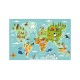 Covor Copii cu Animale pe Glob- Covoras mare Gradinita Harta cu animale pe planeta - Small World Carpet