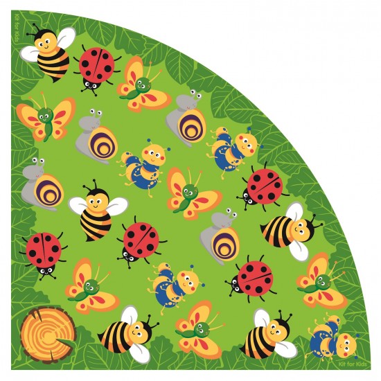 Covor mare 3x3 m Coltar Copii cu Fluturasi, Omidute, Gargarite si Melcisori- Covoras  pe colt Multicolor - Inapoi la Natura