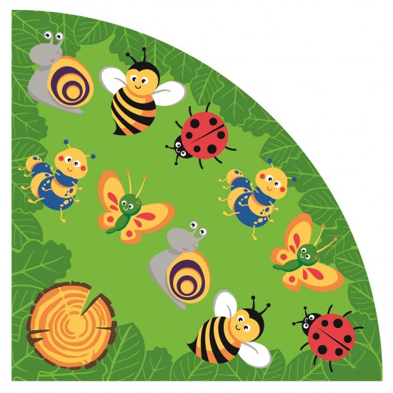 Covor Coltar Copii cu Fluturasi, Omidute, Gargarite si Melcisori- Covoras pe colt Multicolor - Inapoi la natura