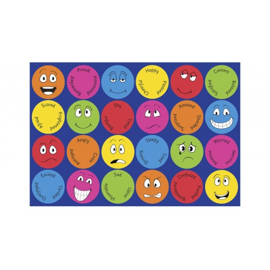 Covor mare 3x2 m pentru Copii cu Emoticoane exprimand emotiii, Covor Multicolor mesaje in engleza