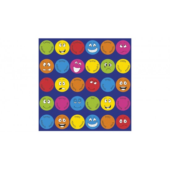 Covor mare 3x3 m pentru Copii cu Emoticoane exprimand emotii, Covor Multicolor mesaje in engleza
