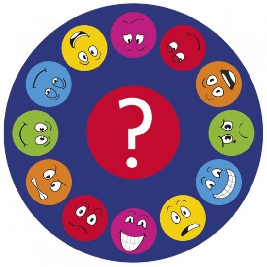 Covor Rotund 2x2 Copii cu Exprimaarea emotiilor, Covoras Multicolor cu Emoticoane