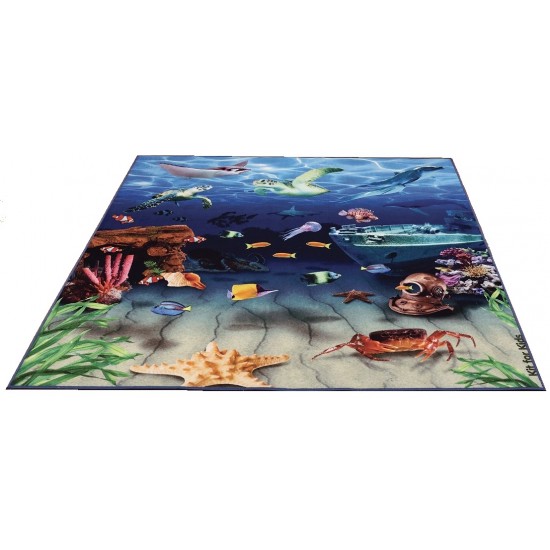 Covor Copii 2 in 1 cu doua fete Peisaj Subacvatic Marin si Plaje cu Scoici  - Under The Sea