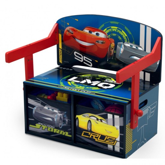 Bancuta cu Birou McQueen-Mobilier 2 in 1 pentru depozitare jucarii Cars Team Delta Children