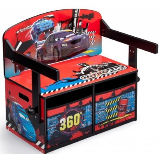 Bancuta cu Birou Disney Lightning McQueen 2 in 1 cu depozitare jucarii Cars Team Delta Children