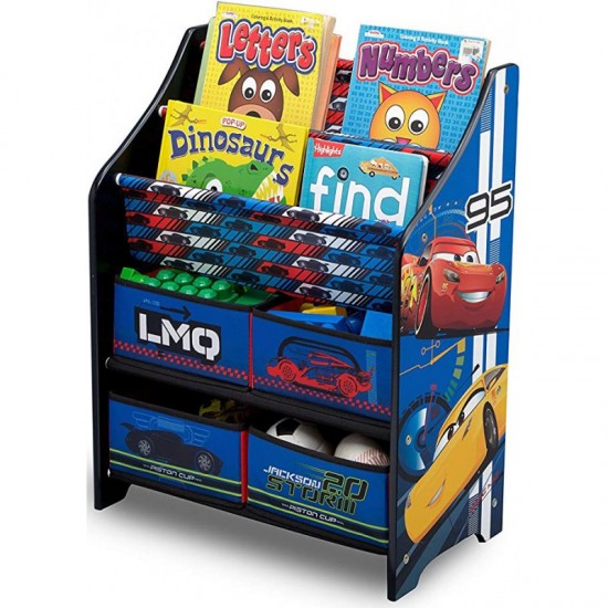 Organizator carti si jucarii cu cadru din lemn Disney LMQ Cars Team Delta Children