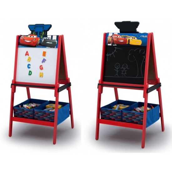 Tabla magnetica multifunctionala Lightning McQueen cu depozitare jucarii Cars Team Delta Children