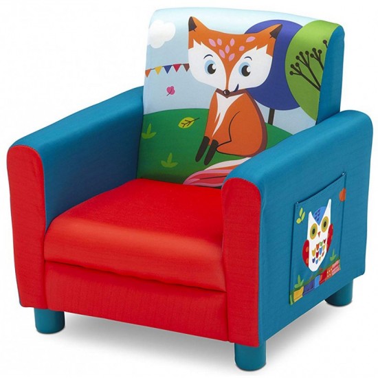 Fotoliu Fox and Owl -Woodland cu buzunare- pentru copii cu cadru din lemn Delta Children