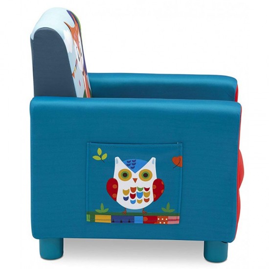 Fotoliu Fox and Owl -Woodland cu buzunare- pentru copii cu cadru din lemn Delta Children