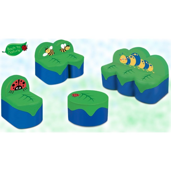 Set Mobilier 4 Piese Canapea 3 + Sofa 2 locuri + Fotliu + Masuta  Soft Touch - Inapoi la Naura - Back To Nature 