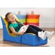 Sezlong Ergonomic pentru lectura copii Comfy Sofa din spuma poliuretanica - Ergo Vari cu soft touch rabatabil transformabil- Galben Albastru