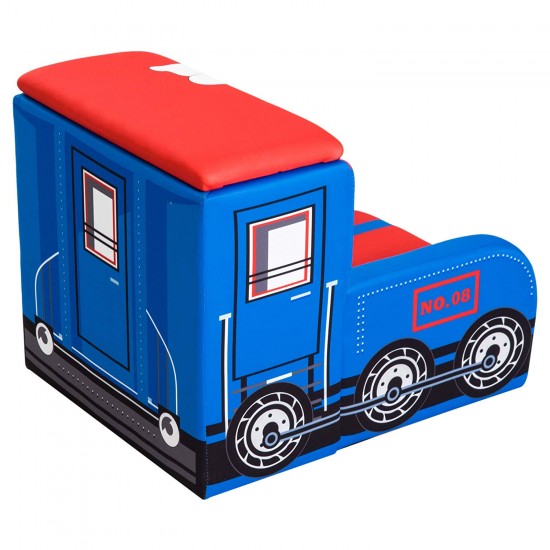 Fotoliu Locomotiva Thomas din Spandex cadru de lemn si 2 compartimente de stocare Train Engine Sofa