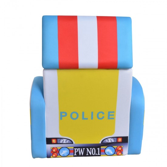 Fotoliu Masina de Politie  din Spandex cadru de lemn si 2 compartimente de stocare Police Car Sofa