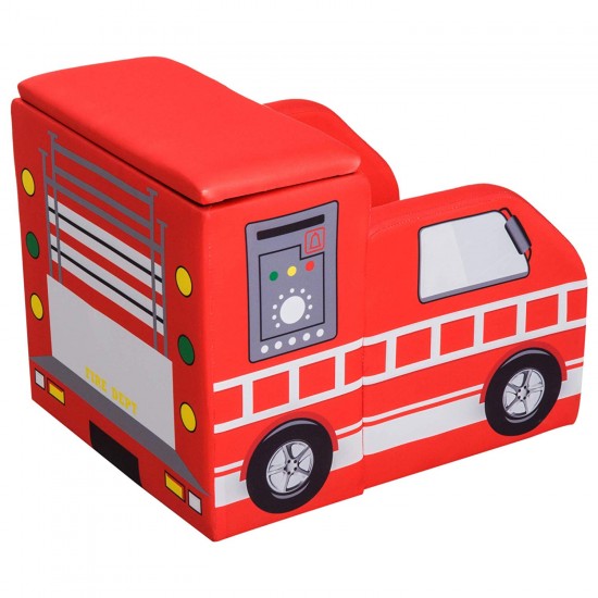 Fotoliu Masina de Pompier - din Spandex cu cardu de lemn si cu 2 compartimente de stocare Fire Engine Sofa