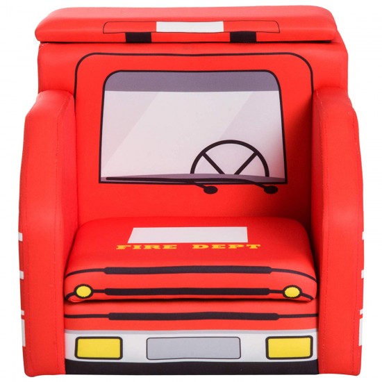 Fotoliu Masina de Pompier - din Spandex cu cardu de lemn si cu 2 compartimente de stocare Fire Engine Sofa