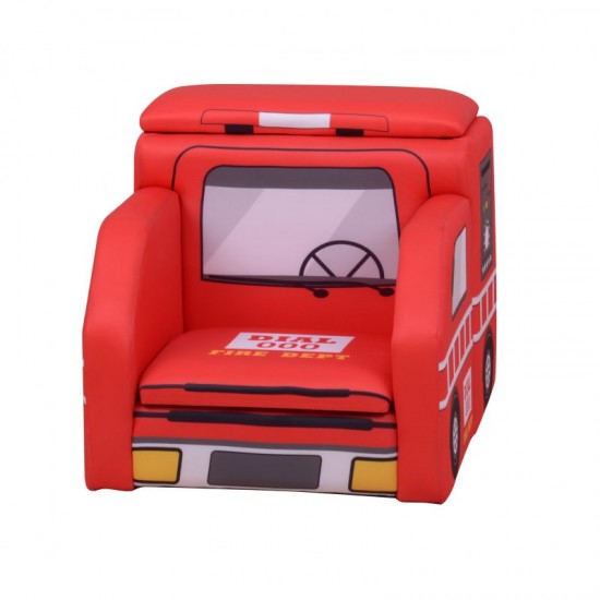 Fotoliu Masina de Pompier - din Spandex cu cardu de lemn si cu 2 compartimente de stocare Fire Engine Sofa