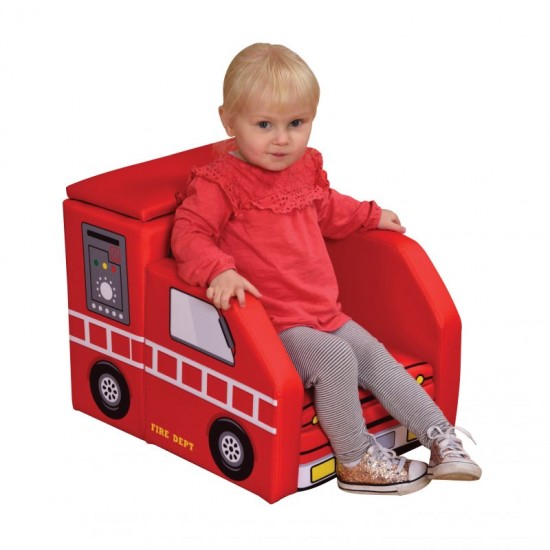 Fotoliu Masina de Pompier - din Spandex cu cardu de lemn si cu 2 compartimente de stocare Fire Engine Sofa