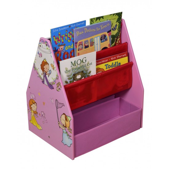 Biblioteca si Tabla de scris Organizator- Princess Set 2 in 1  cu rafturi din panza si MDF Liberty House Toys 