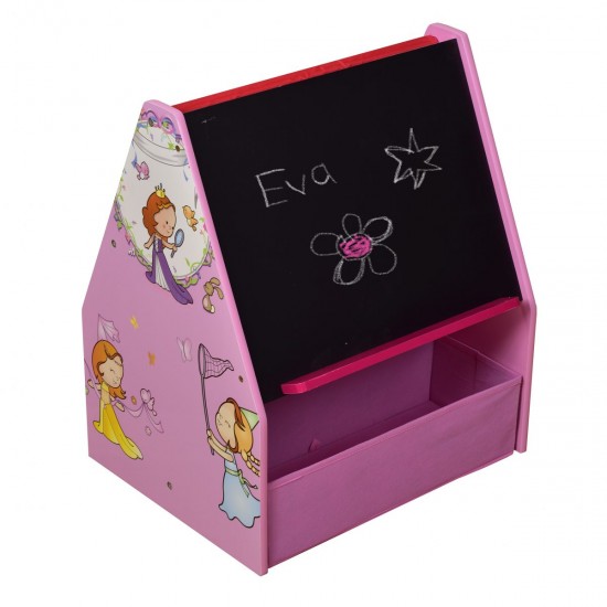 Biblioteca si Tabla de scris Organizator- Princess Set 2 in 1  cu rafturi din panza si MDF Liberty House Toys 