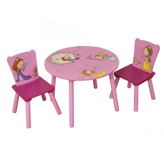 Masuta rotunda Princess cu doua scaunele din lemn MDF  Liberty House