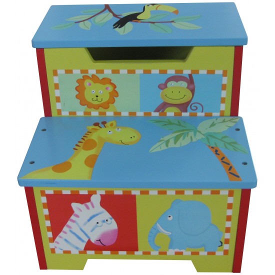 Scaunel Safari cu doua trepte si lada de stocare din MDF Setp Stool Liberty House