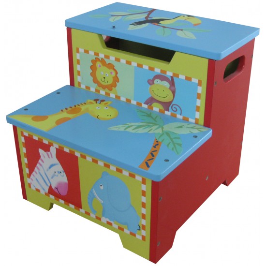 Scaunel Safari cu doua trepte si lada de stocare din MDF Setp Stool Liberty House