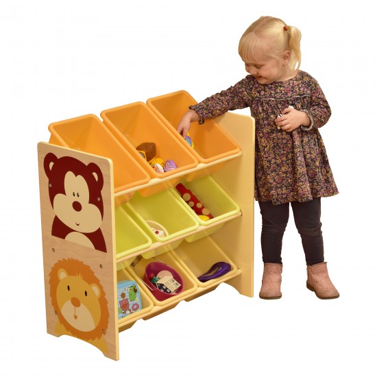 Organizator Spatiu de depozitare cadru din lemn MDF si cu 9 cutii din plastic cu 3 randuri de stocare 9 bins Liberty House Storage Unit