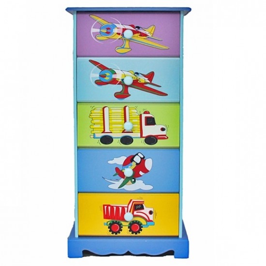 Comoda cu cinci sertare Mobilier Tematic Transportation  din lemn MDF Liberty House