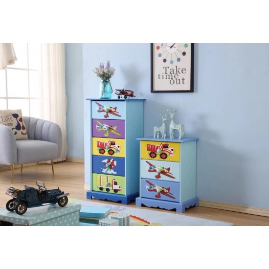 Comoda cu cinci sertare Mobilier Tematic Transportation  din lemn MDF Liberty House