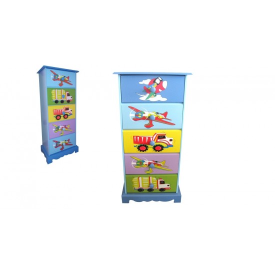 Comoda cu cinci sertare Mobilier Tematic Transportation  din lemn MDF Liberty House