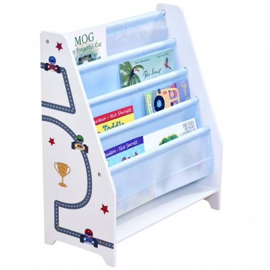 Biblioteca Etajera White Cars Stars pentru carti si reviste - rafturi din panza si MDF Liberty House Toys OnlyToys