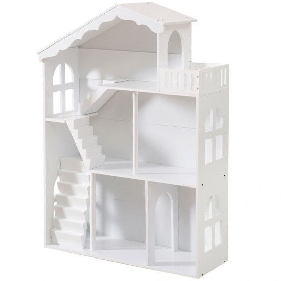 Biblioteca Casuta Etajera cu Balcon Ferestre  Scari si Mansarada DollHouse Bookcase  MDF Liberty House 