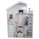 Biblioteca Casuta Etajera cu Balcon Ferestre  Scari si Mansarada DollHouse Bookcase  MDF Liberty House 