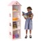Biblioteca Casuta Etajera Inalta cu ferestre DollHouse Bookcase cu aoperis Roz MDF Liberty House 