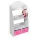 Biblioteca Etajera Alba cu 3 rafturi si doua sertare mobile roz-  White Bookshelf din lemn MDF Liberty House Toys OnlyToys