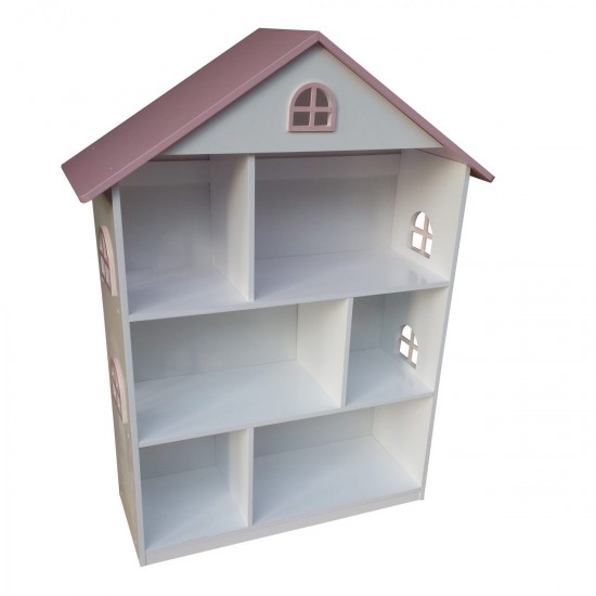 Biblioteca Casuta Etajera cu ferestre si mansarada DollHouse Bookcase  MDF Liberty House 