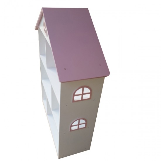 Biblioteca Casuta Etajera cu ferestre si mansarada DollHouse Bookcase  MDF Liberty House 