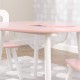 Masuta rotunda Roz cu doua scaunele si spatiu de depozitare- Pink Round Table Kidkraft