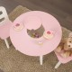 Masuta rotunda Roz cu doua scaunele si spatiu de depozitare- Pink Round Table Kidkraft