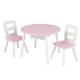 Masuta rotunda Roz cu doua scaunele si spatiu de depozitare- Pink Round Table Kidkraft