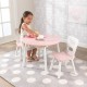 Masuta rotunda Roz cu doua scaunele si spatiu de depozitare- Pink Round Table Kidkraft