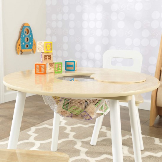 Masuta rotunda Maro Natur cu doua scaunele si spatiu de depozitare-  Round Table Kidkraft