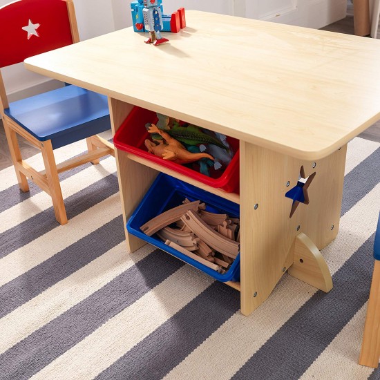 Masuta copii Star cu doua scaunele din lemn si spatii de depozitare- Star Kidkraft Table