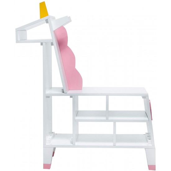 Biblioteca alba Unicorn White/Pink Teamson pentru copii din lemn MDF