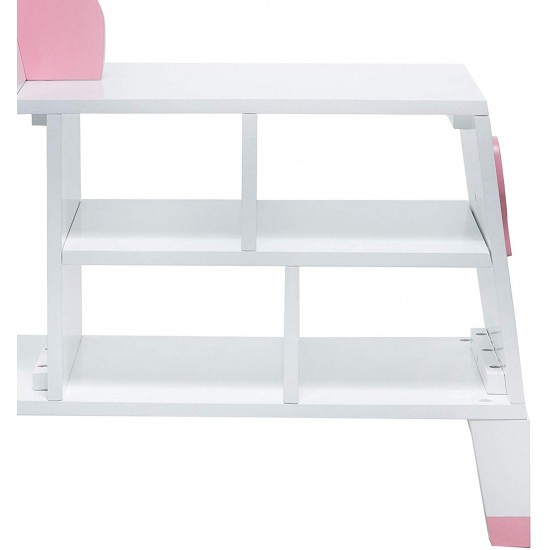 Biblioteca alba Unicorn White/Pink Teamson pentru copii din lemn MDF
