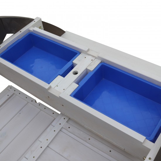 Masuta 2 in 1 Picnic Copii cu Bancute Delta din lemn - Masa Gradina cu umberla pentru activitati  de joaca cu nisip si apa AXI Alb Gri