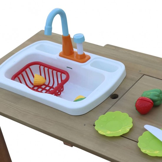 Masuta picnic cu bancute copii Dennis- Spatiu de joaca Linda pentru Gradina - Masa multifunctionala gradina din lemn cu bucatarie de joaca cu apa si nisip Axi