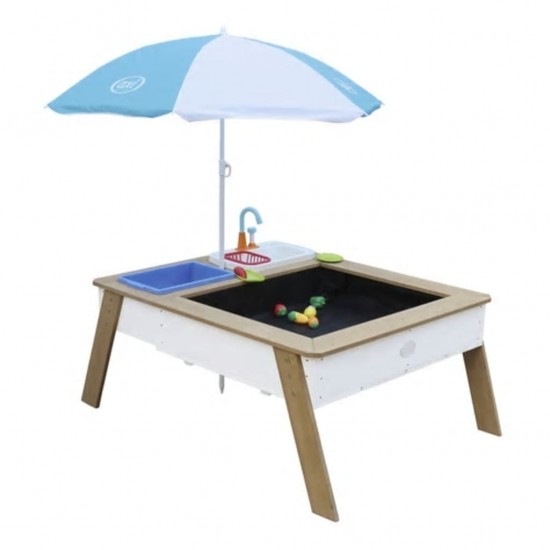 Masuta copii 2 in 1- Spatiu de joaca Linda pentru Gradina - Cuite cu Nisip Chiuveta cu Apa si Umbrala Axi